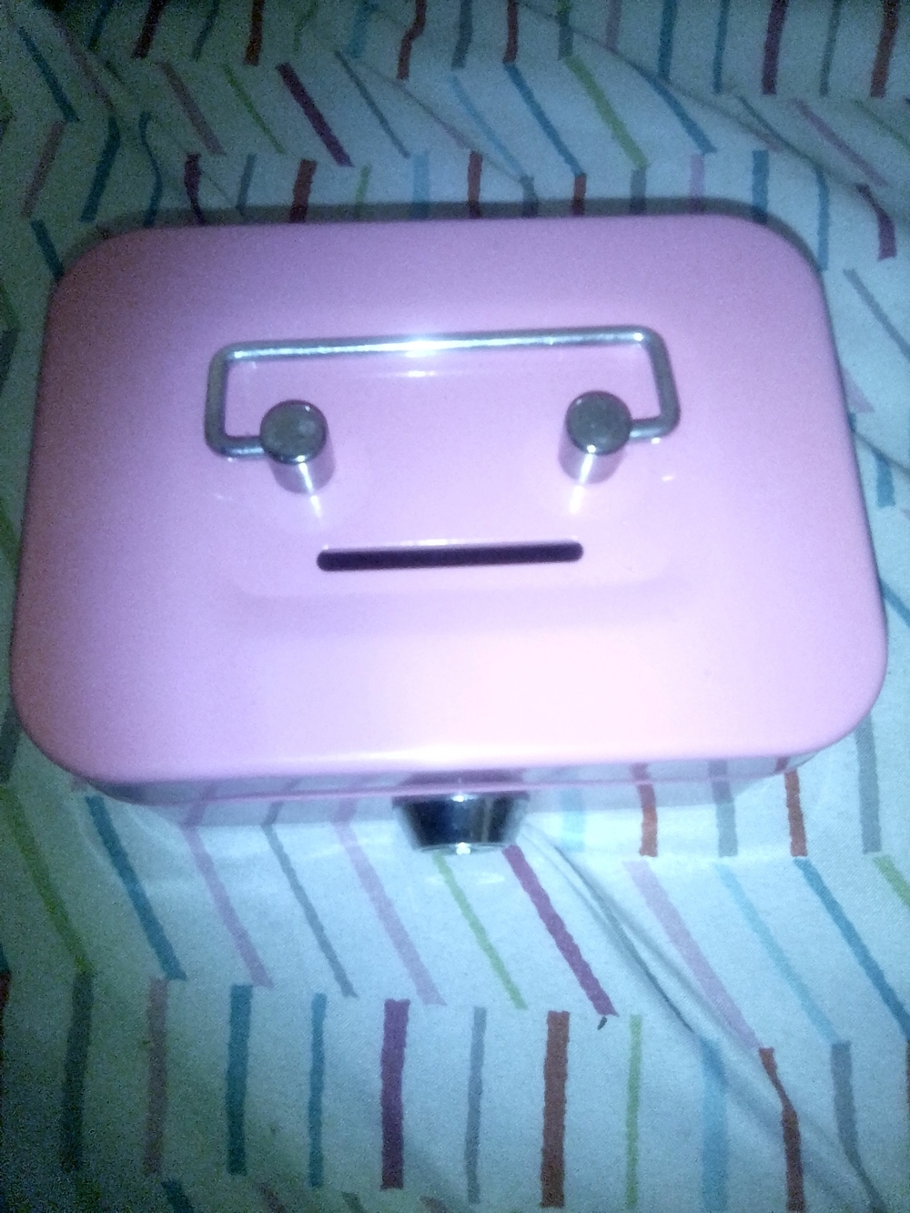 Pink Metal Lockable Money Box - Compact Savings Container